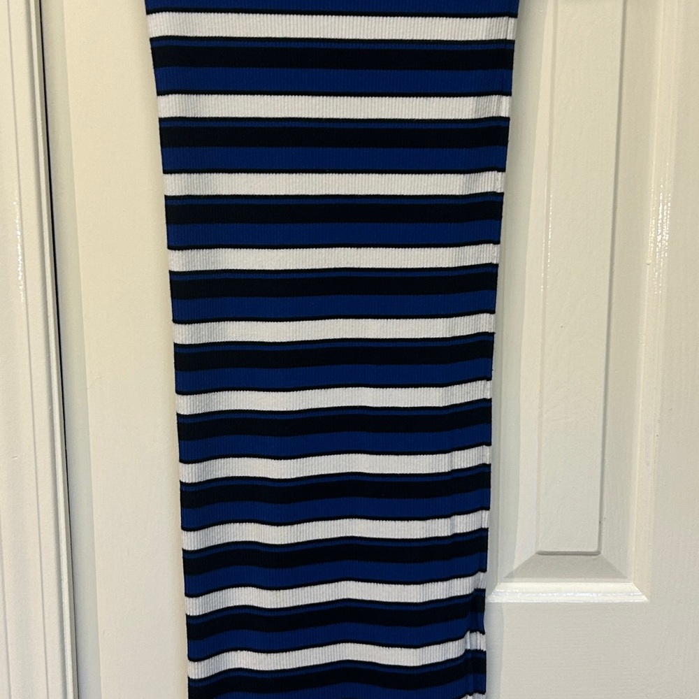 Zara Blue and White Midi Pencil Skirt Casual
